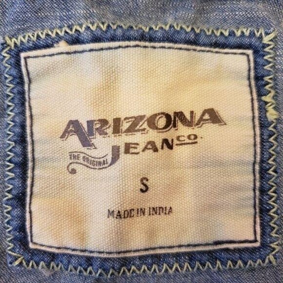 Arizona Jean Co. Sleeveless Denim Shirt Vest Women inclusive snap buttons Sz Sm - Picture 6 of 12